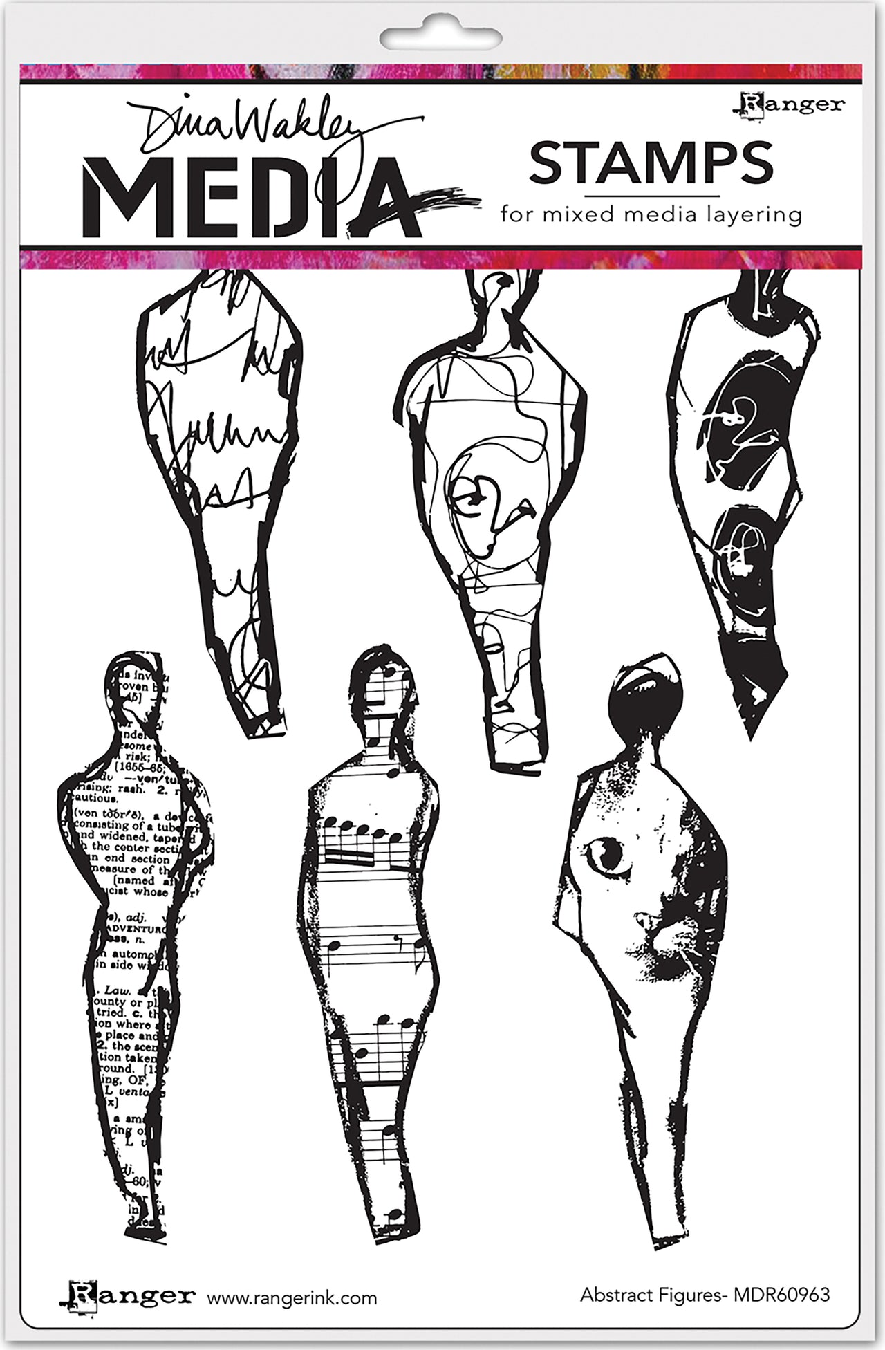 Ranger Dina Wakley Media Cling Stamps 6"X9" - Abstract Figures