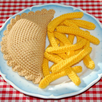 Knitting & Crochet Pattern for a Cornish Pasty and Chips / Fries - Knitted Toy Food