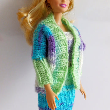 Barbie Dolman Cardigan, Skirt & Top