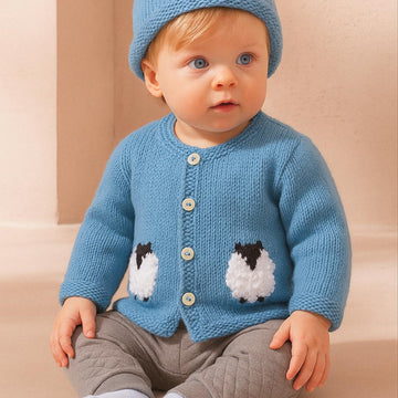 Baby Blue Sheep Cardigan and Hat