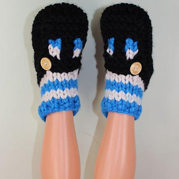 Childrens Super Chunky Stripe Sock T Bar Sandal Slippers
