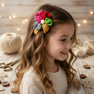 Crochet Fan Hair Clip Pdf + Video Tutorials