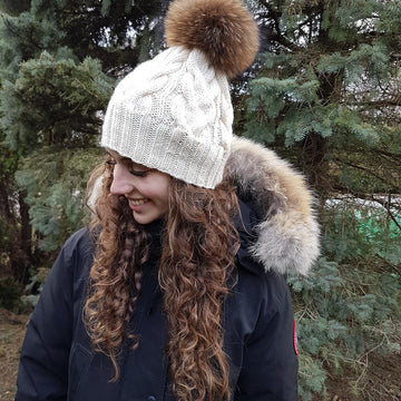 Spring Snow - Braided Cable Beanie