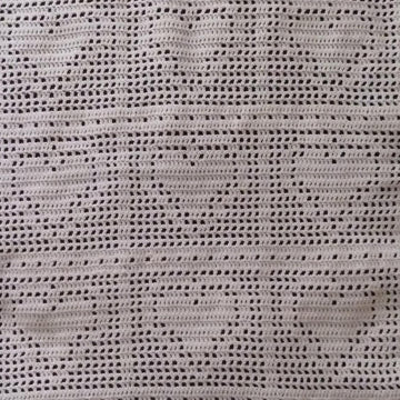 Bordered Heart Filet Blanket
