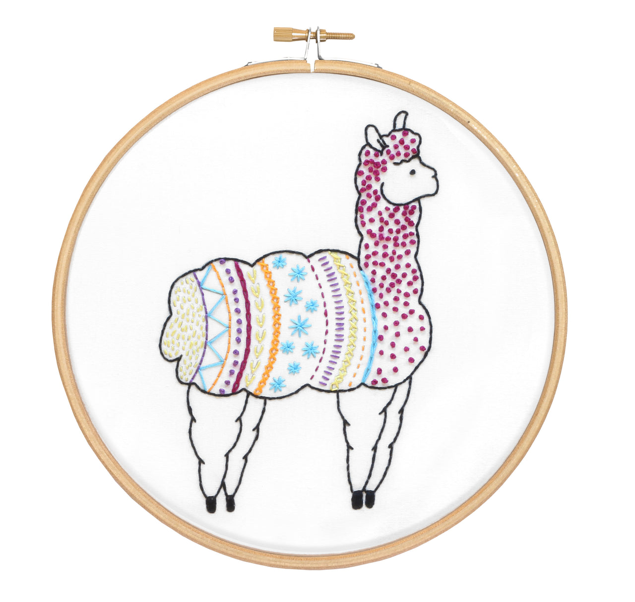 Hawthorn Handmade Alpaca Contemporary Printed Embroidery Kit - 11 x 15cm / 4.3 x 5.9in