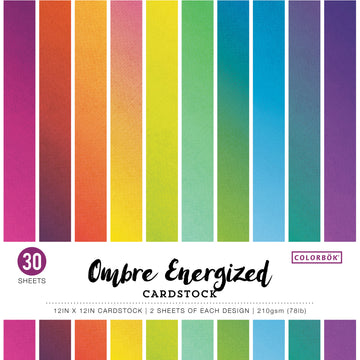 American Crafts Colorbok 78lb Single-Sided Printed Cardstock 12"X12" 30/Pkg - Ombre Energized, 15 Colors/2 Each