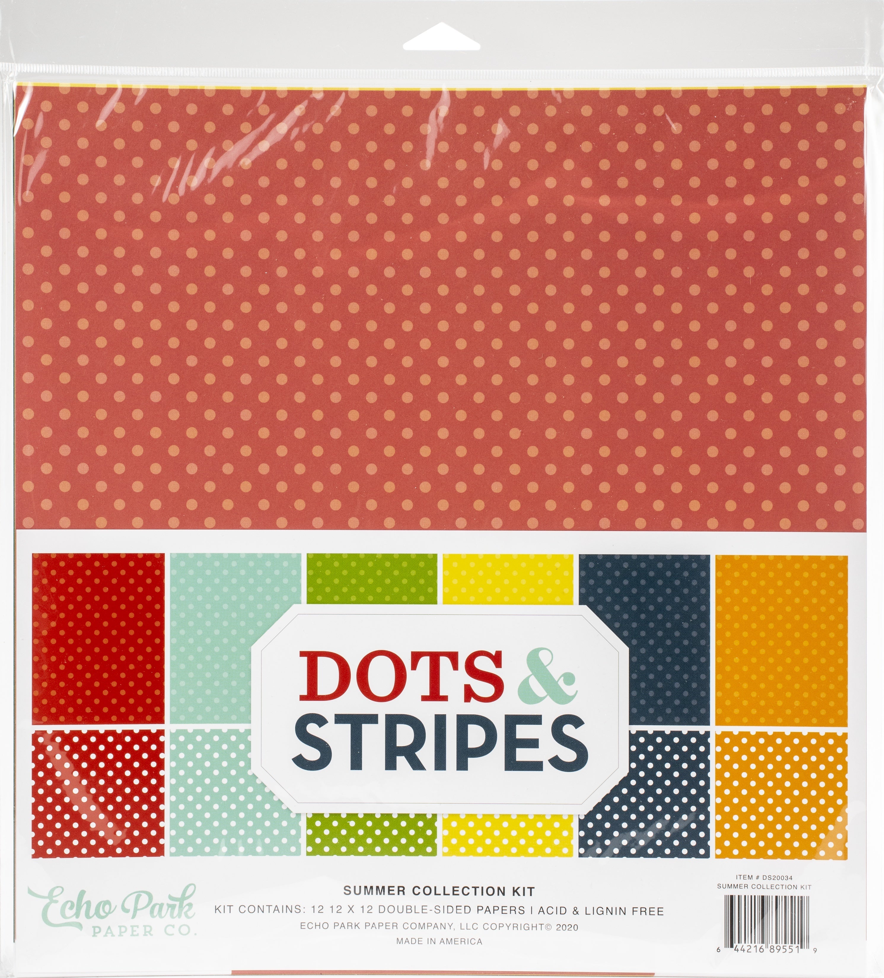 Echo Park Paper Echo Park Double-Sided Collection Pack 12"X12" 12/Pkg - Dots/Stripes, Summer