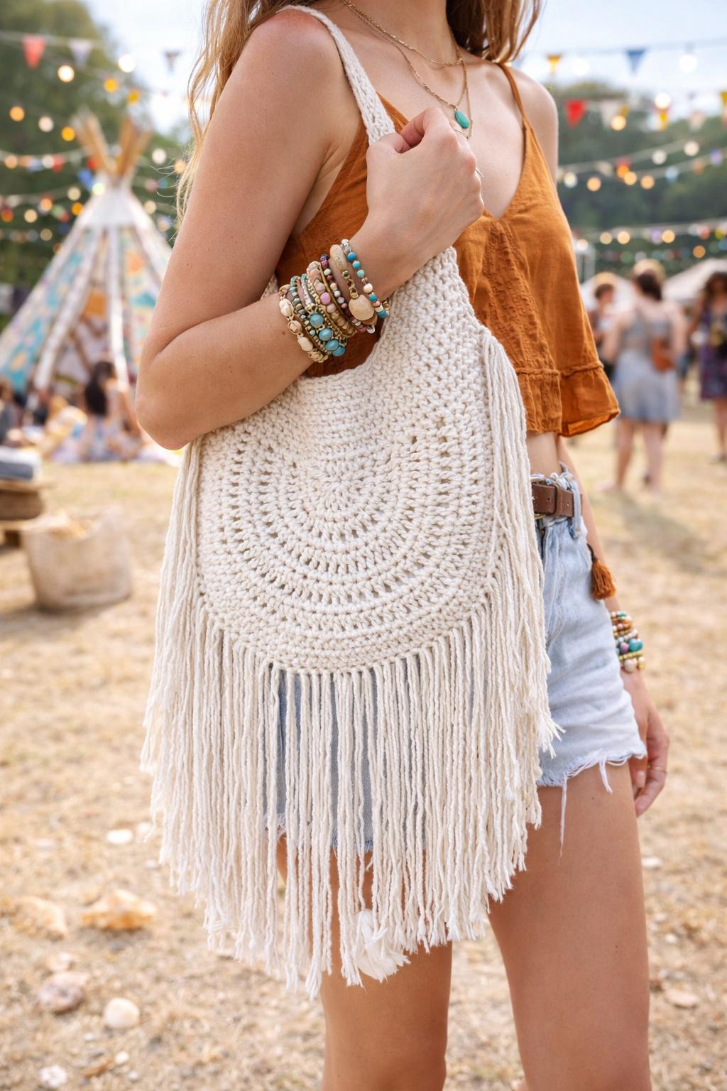 Crochet Boho Tassel Bag