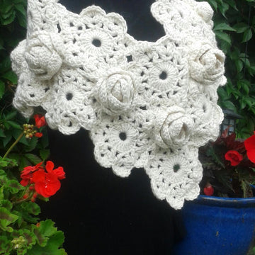 Rose and Flower Motif Crochet Wrap