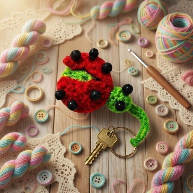 Crochet Ladybug Keychain Pattern – PDF + Video Tutorial
