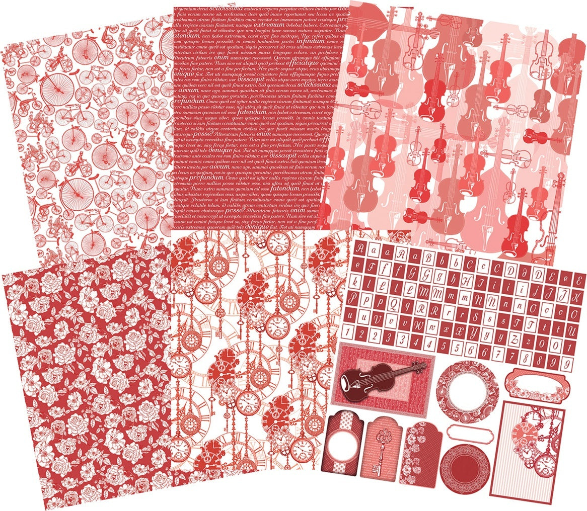 Ciao Bella Evergreen Cardstock Collection 12"X12" 8/Pkg - Red Romance