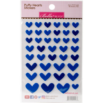 Doodlebug Puffy Heart Stickers - Blueberry Mix
