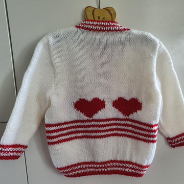 Pippa - Girl's heart and stripe cardigan