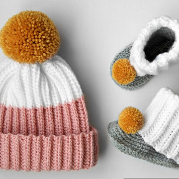 Vaughn Ribbed Hat and Bootie Slipper Set