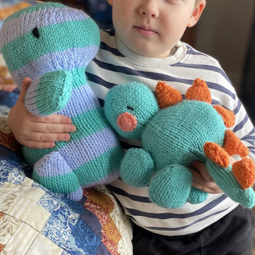 Dinosaur Value Set of Two Knitting Patterns- Chubby Stegosaurus and Baby Tyrannosaurus Rex