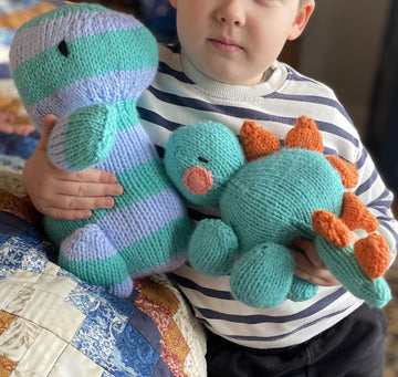 Dinosaur Value Set of Two Knitting Patterns- Chubby Stegosaurus and Baby Tyrannosaurus Rex