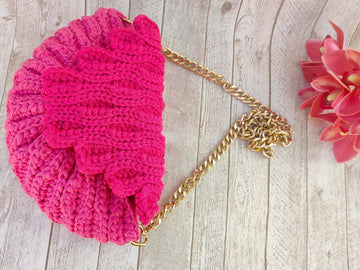 Peony Bloom: Half-Moon Crossbody Bag