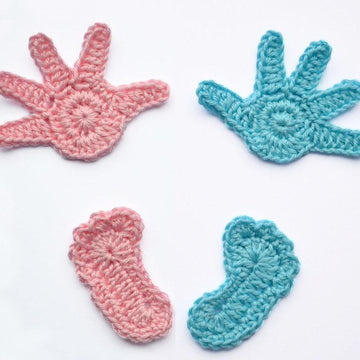 Crochet baby hand. Baby handprint. Crochet baby foot print. Crochet applique. Baby embellishment