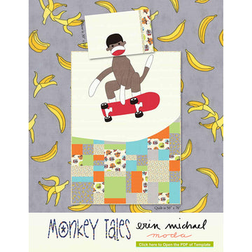 Moda Fabrics Monkey Tales Pillow Case and Quilt - Downloadable PDF