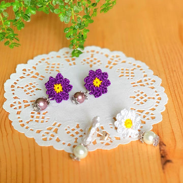 Daisy flower earrings, pendant and finger ring