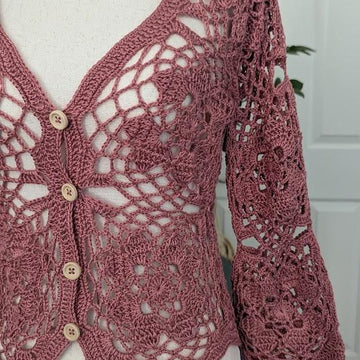Rosewood Petals Crochet Blouse