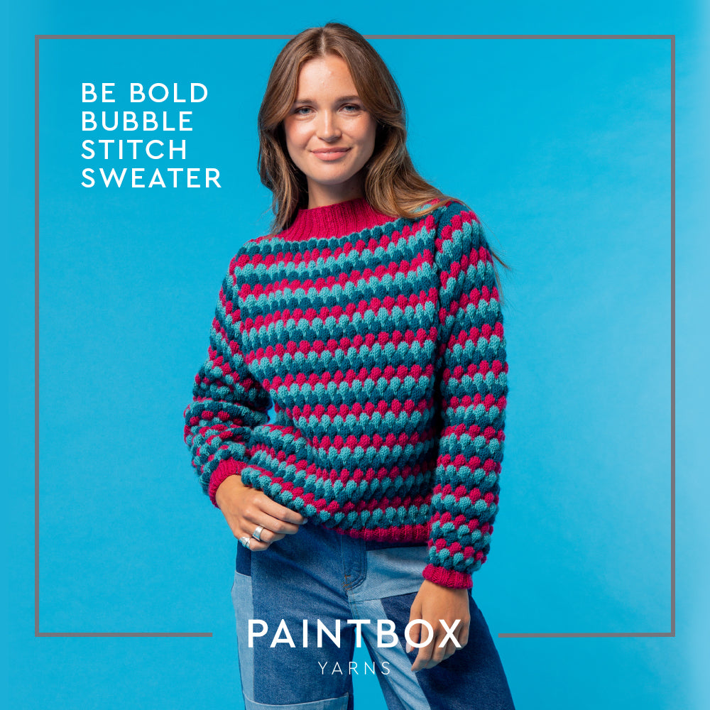 Be Bold Bubble Stitch Sweater - Free Jumper Knitting Pattern for Women in Paintbox Yarns Wool Blend DK by Paintbox Yarns