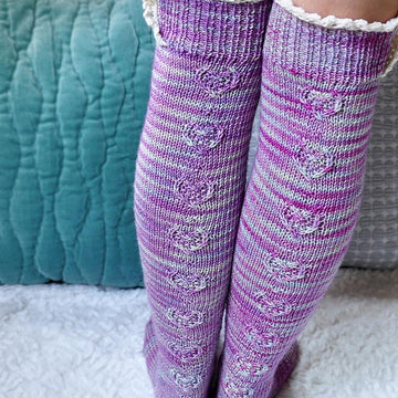 Young at Heart Heart Cable Lace Placket Socks