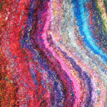Recycled sari silk wraparound skirt with vertical stripes