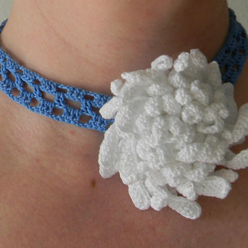 Chrysanthemum, crochet flower necklace
