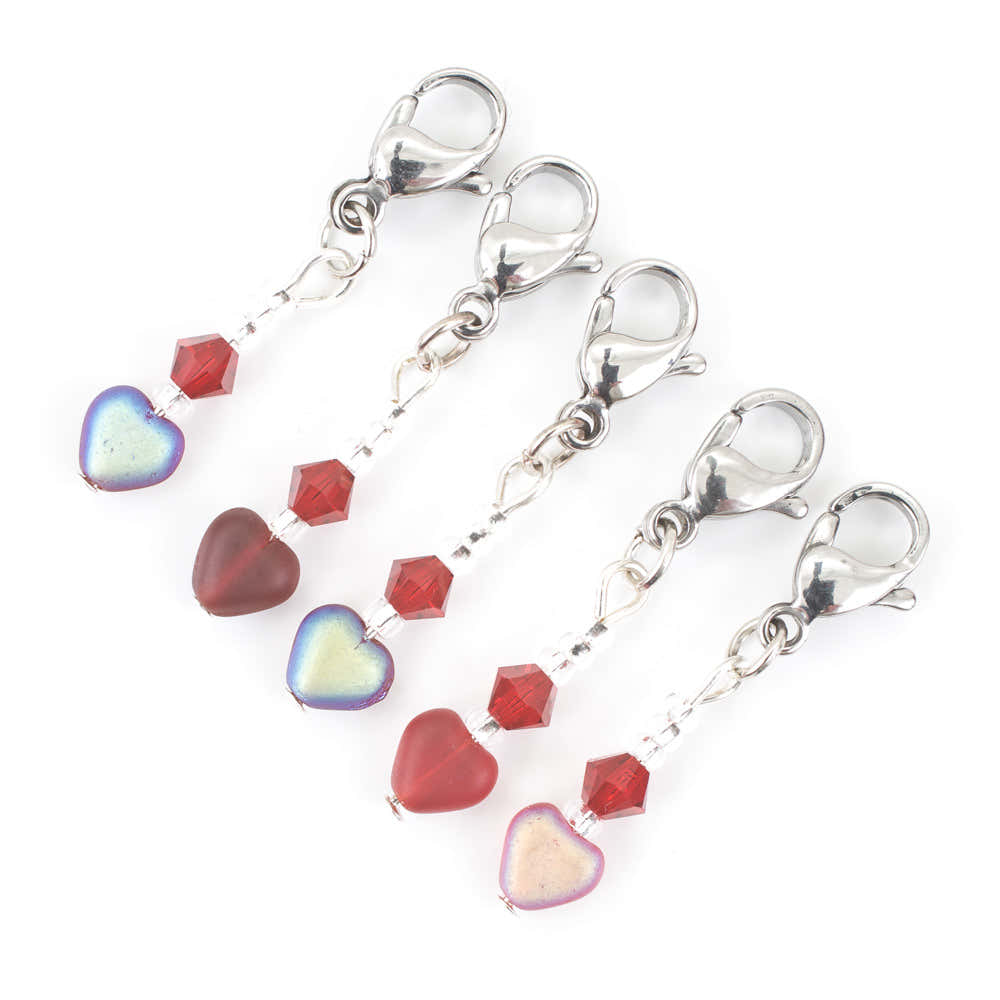 Deep Red Heart Crochet Markers