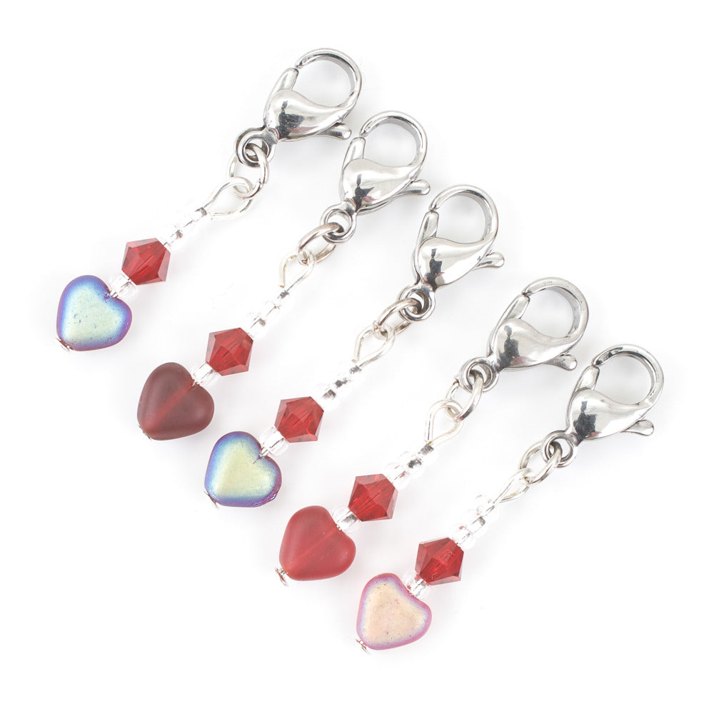 Deep Red Heart Crochet Markers