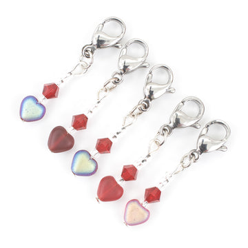 Deep Red Heart Crochet Markers