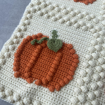 2-in-1 Crochet Autumn Fall Pumpkin Throw Blanket