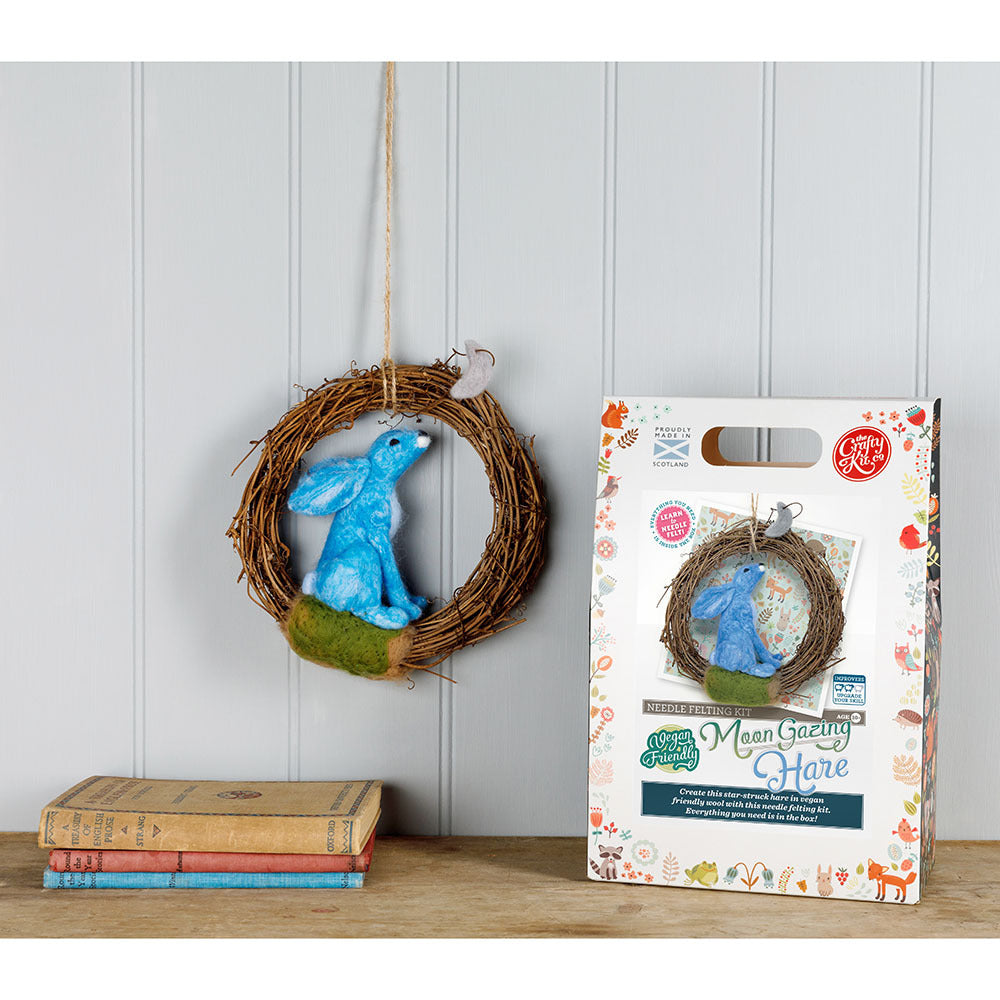 The Crafty Kit Company Moon Gazing Hare Vegan-Friendly Needle Felting Kit