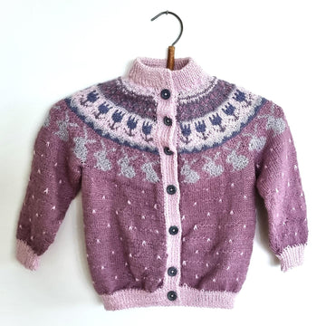 Cardigan with rabbits and flowers