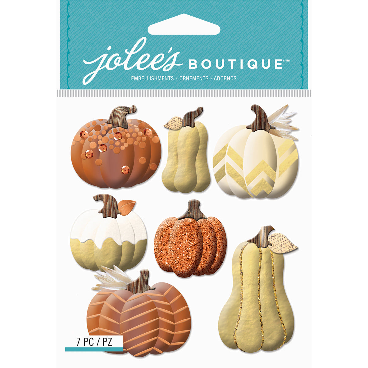 Jolee's Boutique Dimensional Stickers - Metallic Pumpkins