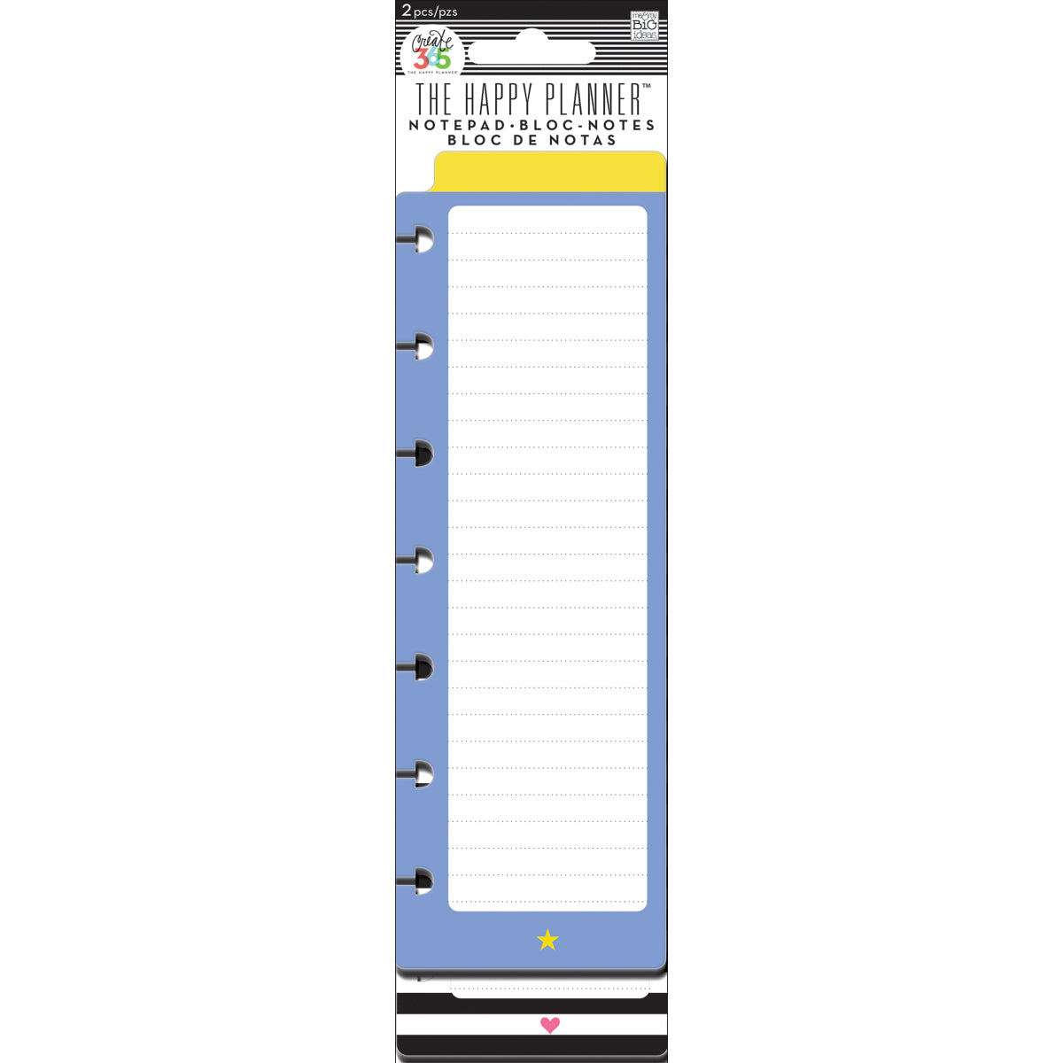 The Happy Planner Note Pads 7.5"X2.5" 2/Pkg - Star & Heart