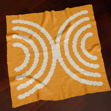 Beginner Retro Orange Blanket Botanical 70's Home Decor C2C Crochet PATTERN