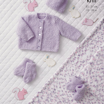 Cardigan, Hat, Blanket, Bootees and Socks in King Cole Cuddles DK - 4003 - Downloadable PDF