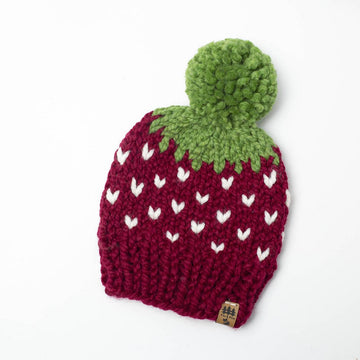 Strawberry Pompom Hat Chunky Baby Children Women