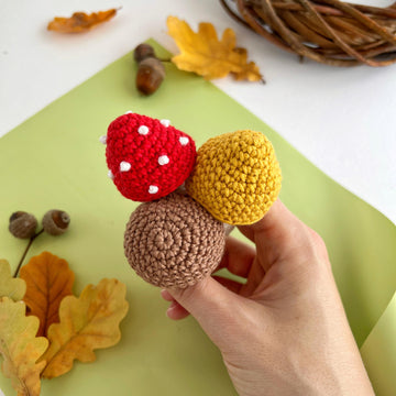 Crochet mushrooms pattern no sew Amigurumi keyring Autumn decor crochet ornament Car mirror hanger Bag charm keychain