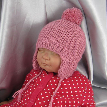 Baby Bobble Garter Stitch Trapper Hat