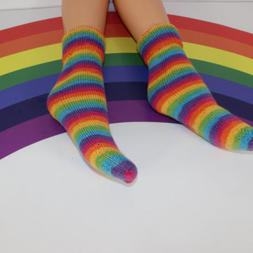 Ladies Very Easy No Heel rainbow Socks Circular