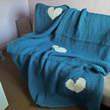 Moss Stitch Hearts Blanket