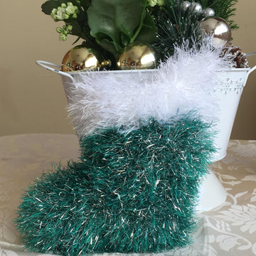 Chunky Tinsel Yarn Christmas Stocking Knitting Pattern