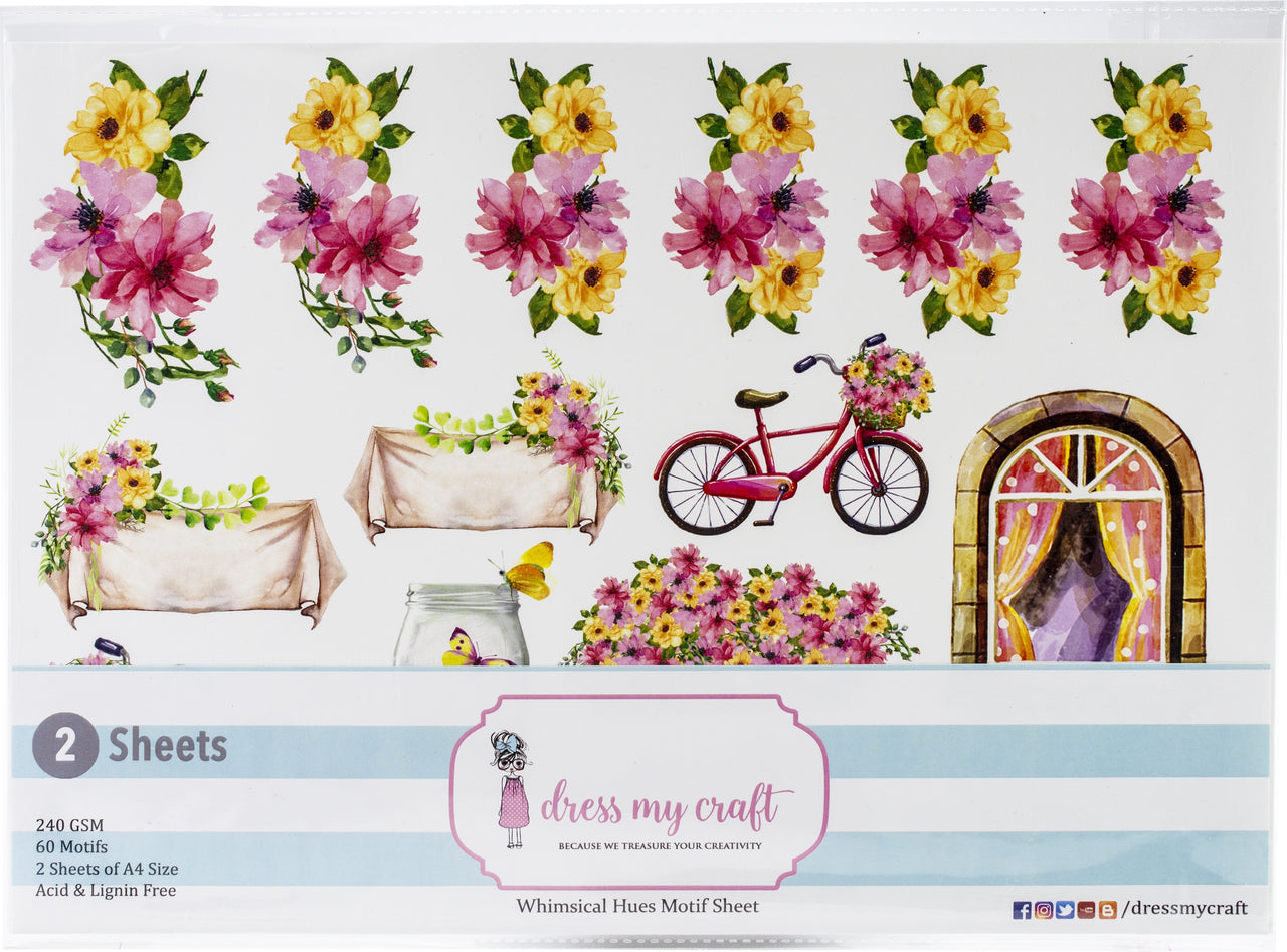 Dress My Craft Image Sheet 240gsm A4 2/Pkg - Whimsical Hues