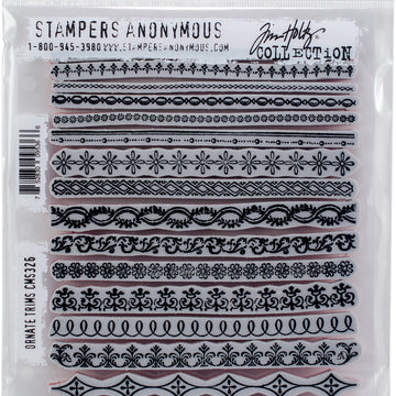 Stampers Anonymous Tim Holtz Cling Stamps 7"X8.5" - Ornate Trims
