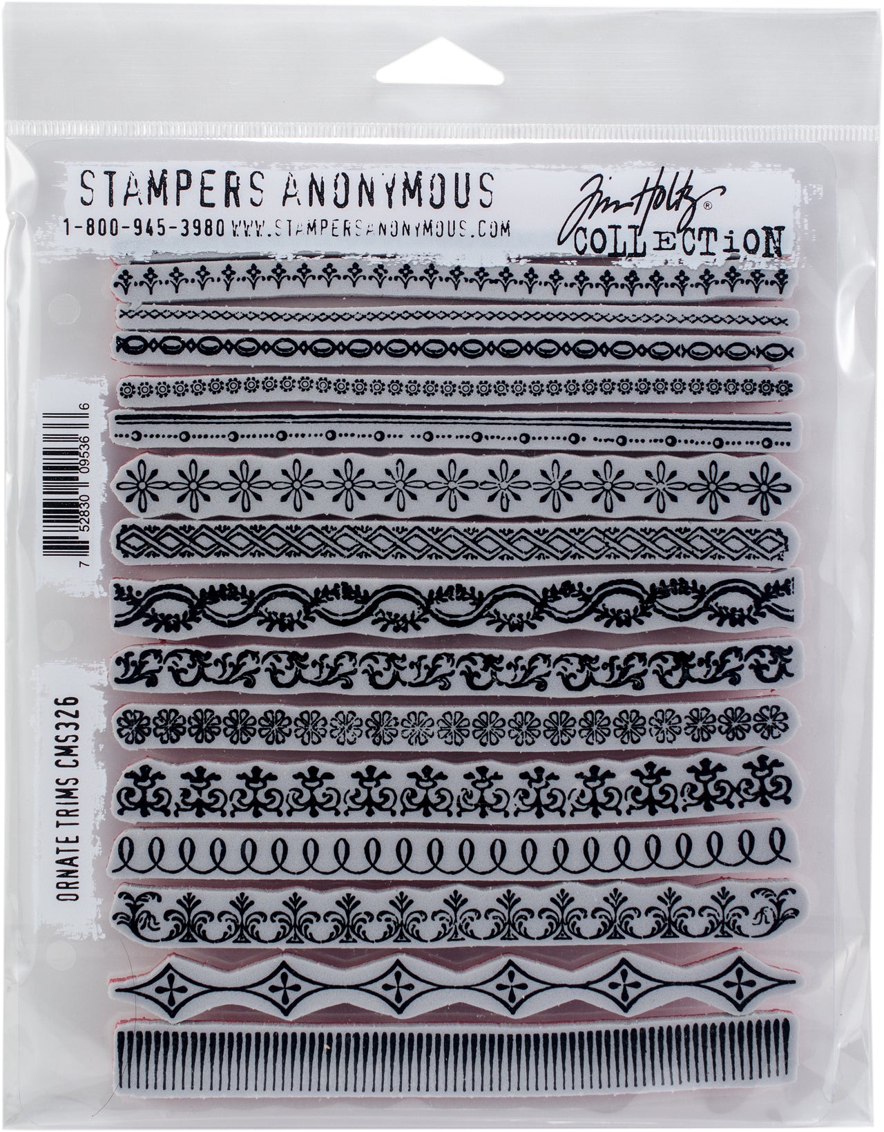 Stampers Anonymous Tim Holtz Cling Stamps 7"X8.5" - Ornate Trims