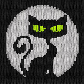 Black Cat & Moon Knitting Chart