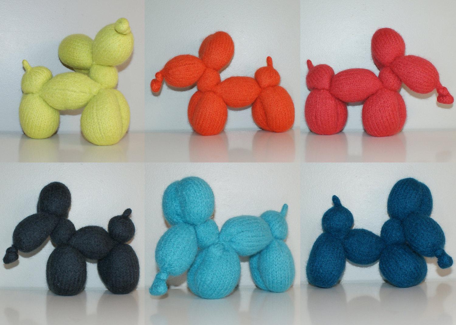 Pattern - Knit Balloon-Dog Wool Felt Toy (5" mini, 7" small, 11" large)